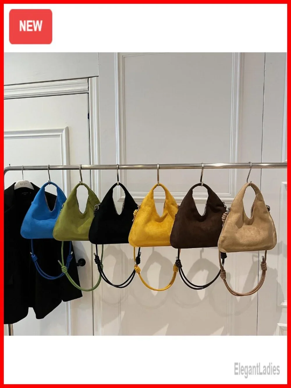 Faux Suede Slouchy Hobo Shoulder Crossbody Bag with Adjustable Strap
